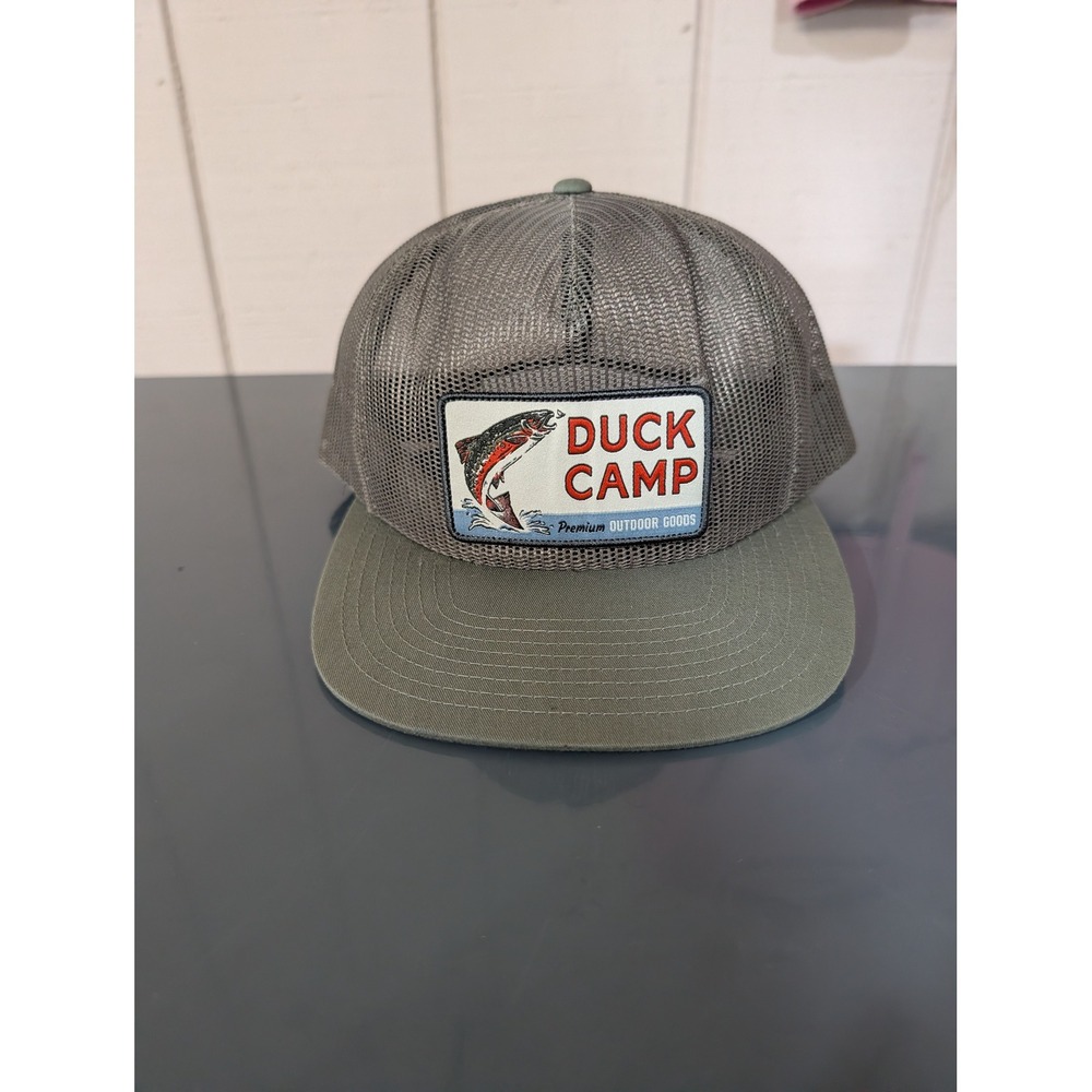 Duck Camp Outdoor Goods Trout Patch Mesh Trucker Hat Olive Green Snapback